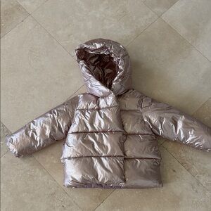 Metallic Puffer Jacket with Hood Size 4-5